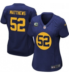 Womens Nike Green Bay Packers 52 Clay Matthews Elite Navy Blue Alternate C Patch NFL Jersey