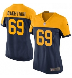 Womens Nike Green Bay Packers 69 David Bakhtiari Elite Navy Blue Alternate NFL Jersey