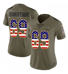 Womens Nike Green Bay Packers 69 David Bakhtiari Limited OliveUSA Flag 2017 Salute to Service NFL Jersey