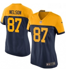 Womens Nike Green Bay Packers 87 Jordy Nelson Elite Navy Blue Alternate NFL Jersey