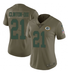 Womens Nike Packers #21 Ha Ha Clinton Dix Olive  Stitched NFL Limited 2017 Salute to Service Jersey