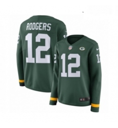 Youth Nike Green Bay Packers 12 Aaron Rodgers Limited Green Therma Long Sleeve NFL Jersey