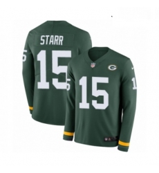 Youth Nike Green Bay Packers 15 Bart Starr Limited Green Therma Long Sleeve NFL Jersey