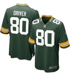 Youth Nike Green Bay Packers 80# Donald Driver Game Green Color Jersey