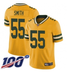 Youth Packers 55 Za 27Darius Smith Yellow Stitched Football Limited Rush 100th Season Jersey