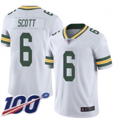 Youth Packers 6 JK Scott White Stitched Football 100th Season Vapor Limited Jersey