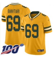 Youth Packers 69 David Bakhtiari Gold Stitched Football Limited Inverted Legend 100th Season Jersey
