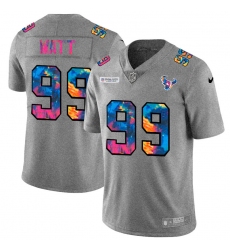 Houston Texans 99 J J  Watt Men Nike Multi Color 2020 NFL Crucial Catch NFL Jersey Greyheather
