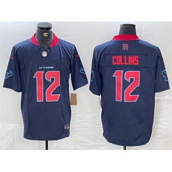 Men Houston Texans 12 Nico Collins Navy 2nd Alternate F U S E  Vapor Limited Stitched Football Jersey