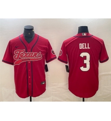 Men Houston Texans 3 Tank Dell Red With Patch Cool Base Stitched Baseball Jersey