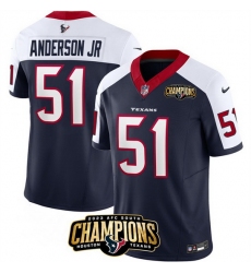 Men Houston Texans 51 Will Anderson Jr  Navy White 2023 F U S E  AFC South Champions Patch Limited Stitched Football Jersey