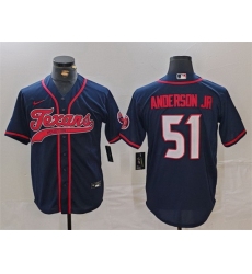 Men Houston Texans 51 Will Anderson Jr  Navy With Patch Cool Base Stitched Baseball Jersey