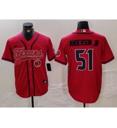 Men Houston Texans 51 Will Anderson Jr  Red With Patch Cool Base Stitched Baseball Jersey 1
