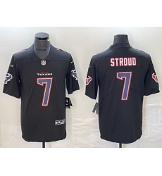 Men Houston Texans 7 C J  Stroud Black Fashion With Patch Vapor Untouchable Limited Stitched Football Jersey