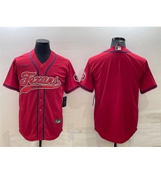 Men Houston Texans Blank Red With Patch Cool Base Stitched Baseball Jersey