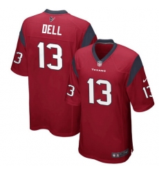 Men Houston Texans Tank Dell Red Stitched Game Jersey