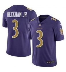 Men Nike Baltimore Ravens #3 Odell Beckham Jr Purple Color Rush Limited Jersey