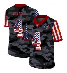 Nike Houston Texans 4 Deshaun Watson Camo 2020 USA Flag Salute To Service Limited Jersey