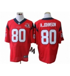 Nike Houston Texans 80 Andre Johnson Red Elite W 10th Patch NFL Jerseys