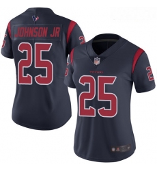 Texans #25 Duke Johnson Jr Navy Blue Women Stitched Football Limited Rush Jersey