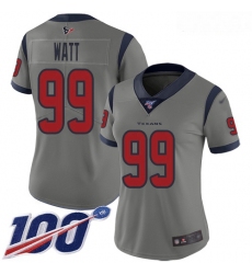 Texans #99 J J  Watt Gray Women Stitched Football Limited Inverted Legend 100th Season Jersey