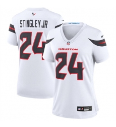 Women Houston Texans 24 Derek Stingley Jr  White 2024 Stitched Jersey