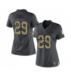 Womens Houston Texans 29 Bradley Roby Limited Black 2016 Salute to Service Football Jersey