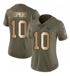 Womens Nike Houston Texans 10 DeAndre Hopkins Limited OliveGold 2017 Salute to Service NFL Jersey