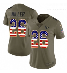 Womens Nike Houston Texans 26 Lamar Miller Limited OliveUSA Flag 2017 Salute to Service NFL Jersey