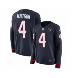Womens Nike Houston Texans 4 Deshaun Watson Limited Navy Blue Therma Long Sleeve NFL Jersey