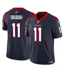 Youth Houston Texans 11 Jeff Okudah Navy 2024 F U S E Vapor Untouchable Limited Stitched Football Jersey