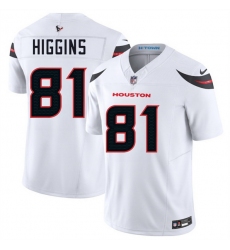 Youth Houston Texans 81 Jayden Higgins White 2025 Draft Vapor F U S E  Limited Stitched Jersey
