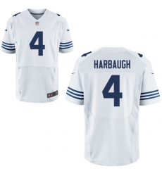 Men Colts 4 Harbaugh white jersey
