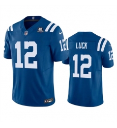 Men Indianapolis Colts 12 Andrew Luck Blue 2023 F U S E 40th Anniversary Vapor Untouchable Stitched Football Jersey