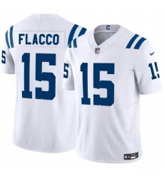 Men Indianapolis Colts 15 Joe Flacco White 2024 F U S E  Vapor Limited Stitched Football Jersey