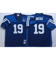 Men Indianapolis Colts 19 Johnny Unitas Blue M&N Throwback Jersey