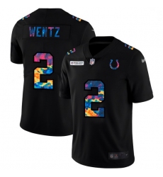 Men Indianapolis Colts 2 Carson Wentz Men Nike Multi Color Black 2020 NFL Crucial Catch Vapor Untouchable Limited Jersey