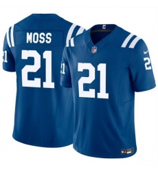 Men Indianapolis Colts 21 Zack Moss Blue 2023 F U S E  Vapor Untouchable Limited Stitched Football Jersey