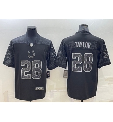 Men Indianapolis Colts 28 Jonathan Taylor Black Reflective Limited Stitched Football Jersey