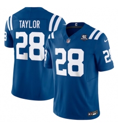 Men Indianapolis Colts 28 Jonathan Taylor Blue 2023 F U S E 40th Anniversary Vapor Untouchable Stitched Football Jersey