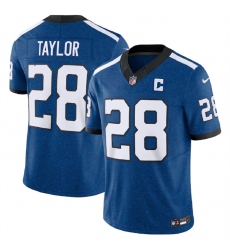 Men Indianapolis Colts 28 Jonathan Taylor Royal 2023 F U S E Indiana Nights Limited Stitched Football Jersey