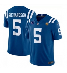Men Indianapolis Colts 5 Anthony Richardson Blue 2023 F U S E  1 Star C Patch And With John Madden Patch Vapor Limited Stitched Football Jersey