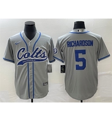 Men Indianapolis Colts 5 Anthony Richardson Gray Cool Base Stitched Baseball Jersey