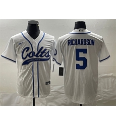 Men Indianapolis Colts 5 Anthony Richardson White Cool Base Stitched Baseball Jersey