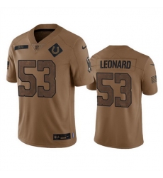 Men Indianapolis Colts 53 Shaquille Leonard 2023 Brown Salute To Sertvice Stitched Football Jersey