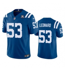 Men Indianapolis Colts 53 Shaquille Leonard Blue 2023 F U S E 40th Anniversary Vapor Untouchable Stitched Football Jersey