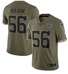 Men Indianapolis Colts 56 Quenton Nelson Olive 2022 Salute To Service Limited Stitched Jersey