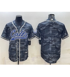 Men Indianapolis Colts Blank Grey Camo With Patch Cool Base Stitched Baseball Jersey