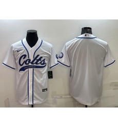 Men Indianapolis Colts Blank White Cool Base Stitched Baseball Jersey