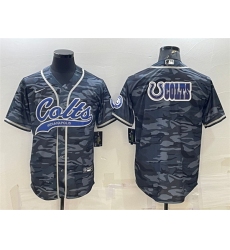 Men Indianapolis Colts Grey Camo Team Big Logo With Patch Cool Base Stitched Baseball Jersey